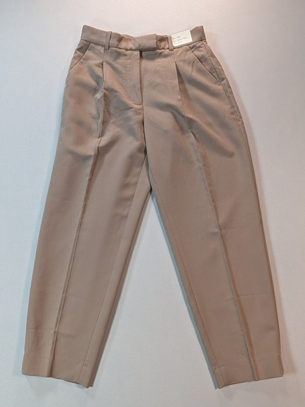 Abercrombie High Rise Ankle Taper Pleated Trousers Taupe Tan Pants 27 4R NWT